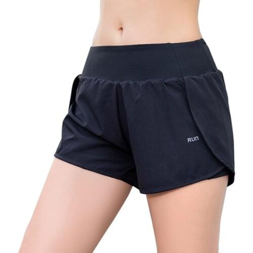 Women Summer Two Layers Anti-Exposure Running Shorts Fashion Mid-Rise Breathable Loose Fitness Quick Dry Shorts