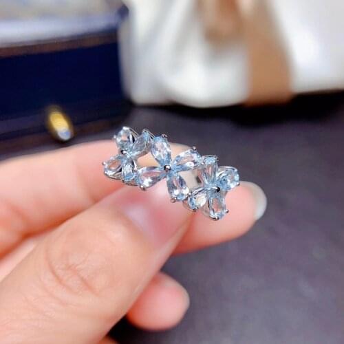 Womens thread ring 925 silver lady Topaz Ring simple beautiful girl gift jewelry contains