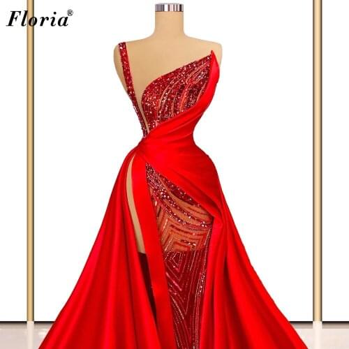 Elegant Red Mermaid Prom Dresses Long Sparkly Evening Dresses Vintage Red Carpet Runaway Dresses For Wedding Party Abendkleider