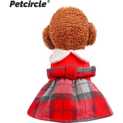 2020 Winter Pet Dog Cat Clothes Red Doll Collar Woolen Dress Cotton Skirt Princess Warm Tutu Clothing For Small Dogs Pet Apparel