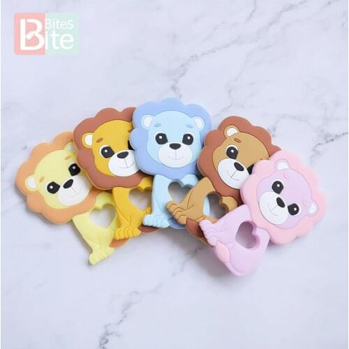 Bite Bites 1pc Baby Silicone Teether Lion Pendant Food Grade Perle Silicone Beads Teething Rodent Chewable ChildrenS Goods Toys
