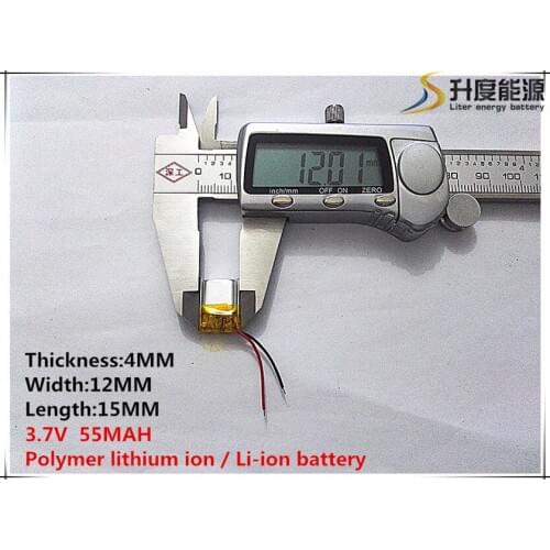 1pcs [SD] 3.7V,55mAH,[401215] Polymer lithium ion / Li-ion battery for TOY,POWER BANK,GPS,mp3,mp4,cell phone,speaker