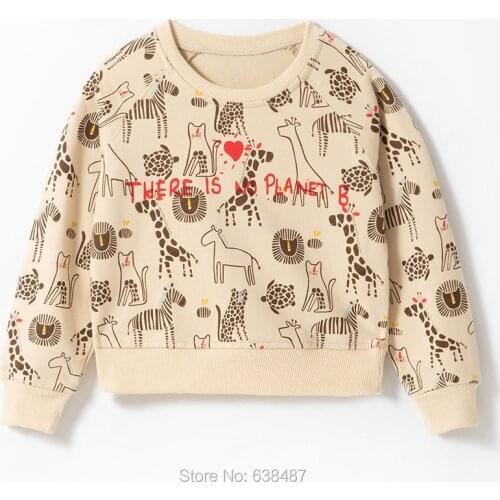 100% Terry Cotton Infant Girls Fleeces Sweatshirts Kids Hoodies Sweater Brand t shirt Tee Blouse Tops Baby Girl Clothes Animals