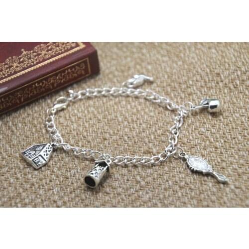 12pcs Snow White Inspired Charm Bracelet Jewelry Princess Inspired silver tone