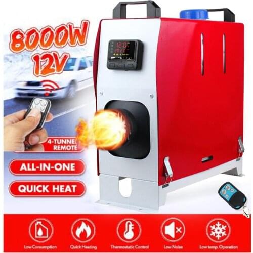 12V 8KW Parking Car Air Diesel Heater Set Full Burn Car Truck Bus Low Noise Air Heater Warm Fan W/Remote Control LCD Display