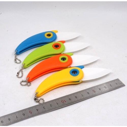 4Pcs/Lot Mini Pocket Folding Knife Bird Style Kitchen Fruit Paring Knife Ceramic Blade ABS Handle Outdoor Camping Household Tool