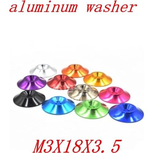 5pcs/Set M3*18*3.5 3mm Aluminum Alloy Countersunk Conical Grommet Gasket Washer Spacer Anodize Multi-color