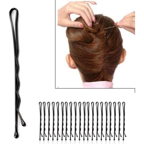 60 Pcs/lot Popularity Simple Wavy Hair Ornaments 4.5cm Black Hairpin Word Folder Bob Pin Hair Accessories Headwear Ball Tip