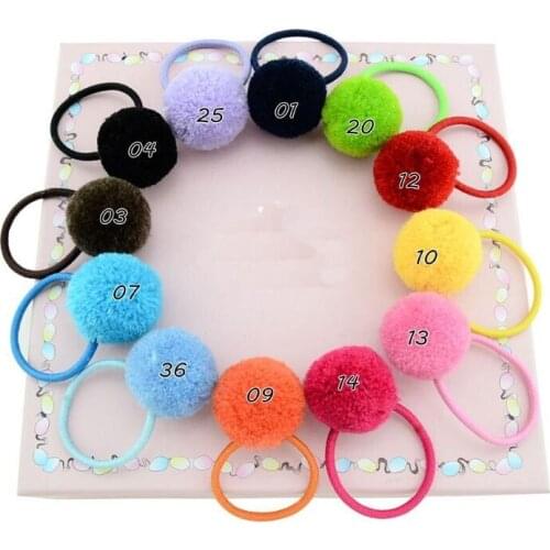 96pcs 2.5cm sweet pompoms Ball hair bobbles ponytail holder hair accessories pompom Ball hair ties elastic pompon headwear GR116
