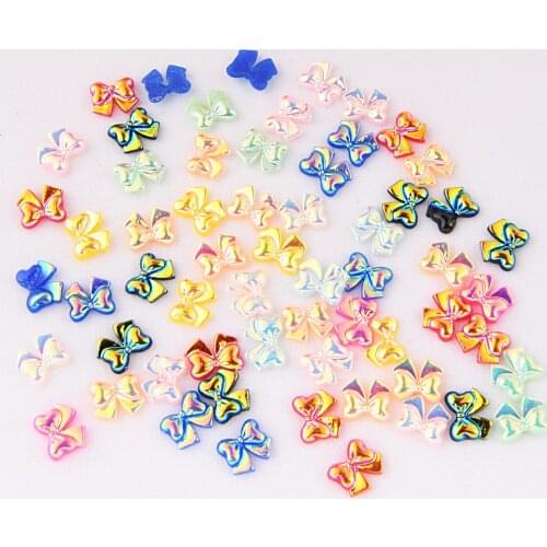 BOLIAO 30Pcs 8*10mm Bow Shiny Resin Flat Back Rhinestone Glue on Bags/Clothes Home Accessories Decoration R368
