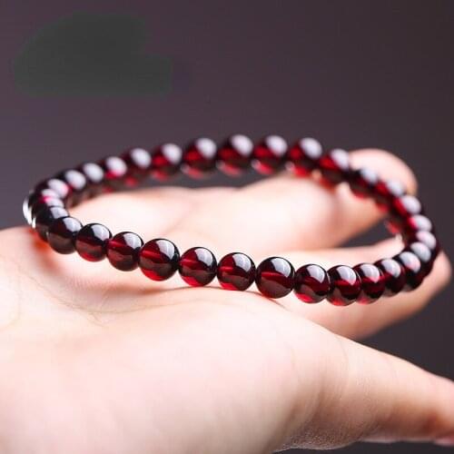 Natural Dark Garnet Bracelet Men Bracelets 4-14mm Wine Red Bead Charm Bracelet Women Jewelry Brazaletes Pulseras Mujer