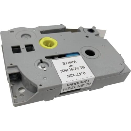 Black on White TZe-Z231 Compatible Label 12mm*8m For PT-E115 Tape