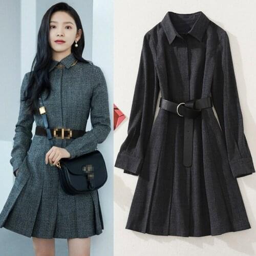 Long New temperament of sleeve polo dress sense of cultivate morality show thin age design niche luxury light dress