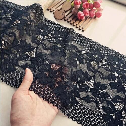 1 Meter/lot Black Series Elastic Stretch Lace Trim Floral Bra Clothes Accessories Dress Sewing Applique Lingerie Lace Fabrics