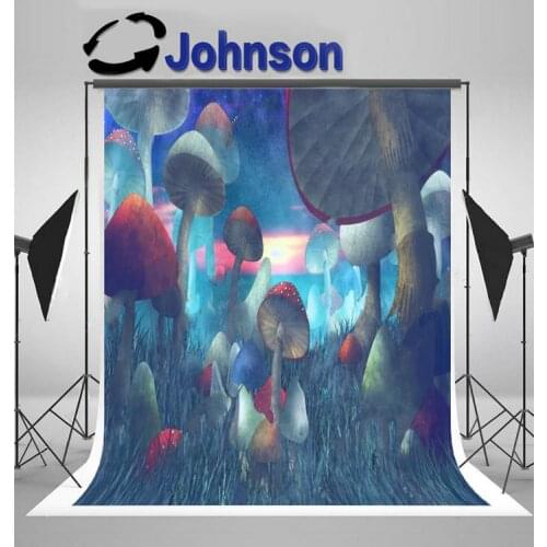 Mushrooms Fantastic Landscape Fog Fairy Tale Alice In Wonderland photo backdrop Computer print party background