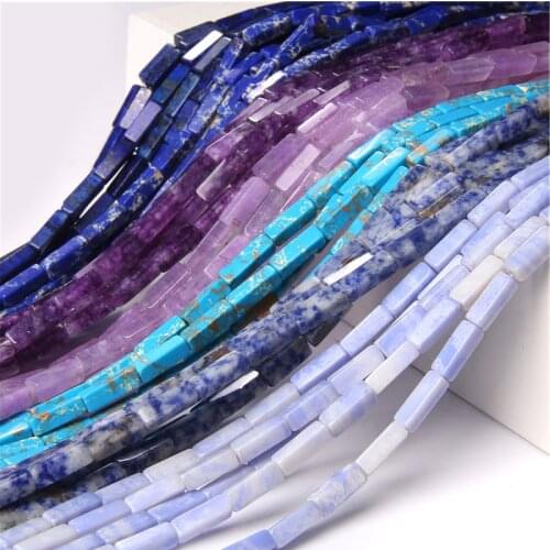 Purple Blue Natural Stone Agates 4x13mm Tube Cube Bead Loose Spacer Beads For Jewelry Making DIY Craft Necklace Earring Bracelet