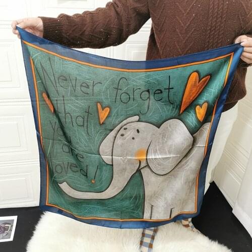 Hijab Real Winter And Summer Painting Thin Small Squares Female Emulation Silk Decorative Scarves Sunscreen Longhair Belt FJ444