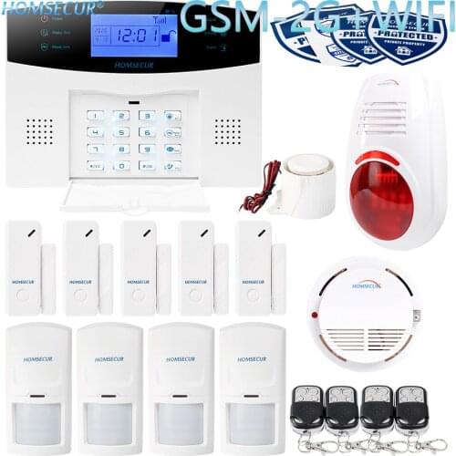 HOMSECUR Wireless&Wired WIFI 2G Burglar Intruder Alarm System with Smoke Sensor