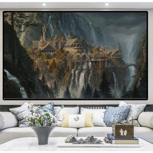 Landscape Castle Wonderland Canvas Painting Classical Moive Poster and Prints Wall Art Picture for Home Bedroom Cuadros Decor