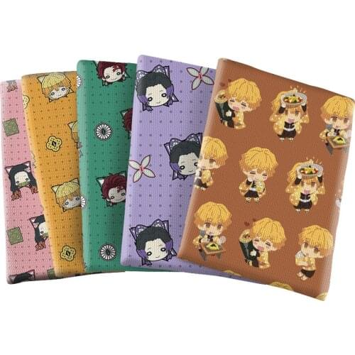 Kimetsu No Yaiba Character Bullet Textured Fairly Japan Anime Patchwork Tissue Kids home textile 50X145CM