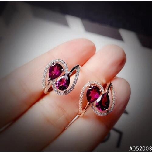 KJJEAXCMY fine jewelry 925 sterling silver inlaid natural Garnet new Female ring trendy Support Detection