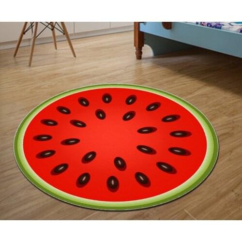 Watermelon Fruit Round Carpet Soft Carpets Anti-slip Rugs Computer Chair Mat Door Floor Mat for Home Kids Room