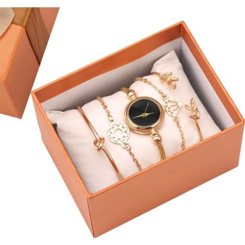 Fashion Women Watches Bangle & Bracelet Watch Set Romantic Golden Steel Case Watches Top Luxury Gifts for female Relgio feminino