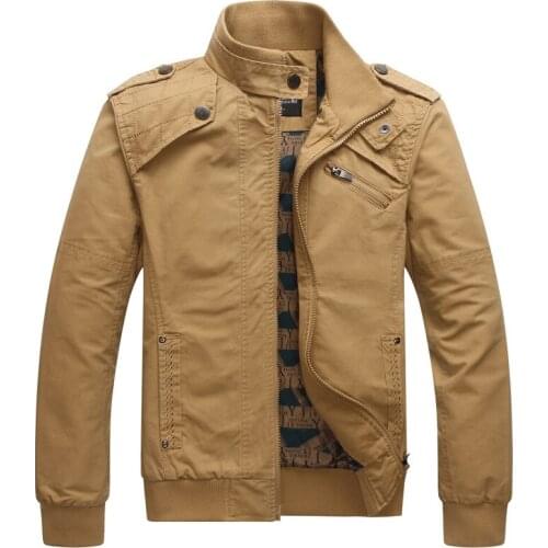 Mens Jackets Pop High quality Casual Khaki Jacket Spring Autumn Cotton Slim Coat Military Jackets Outerwear