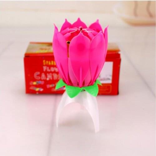 Lotus Music Candle Lotus Singing Birthday Party Cake Music Flash Candle Flower Music Candle Cake Accessorie Holiday Supplies SN