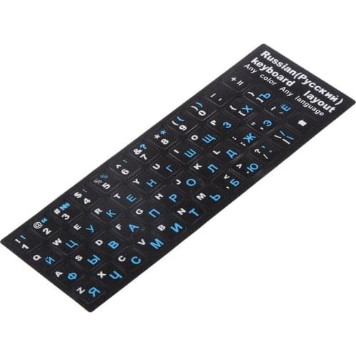 Russian Black Replacement Keyboard Sticker With Blue Letters Laptop Computer