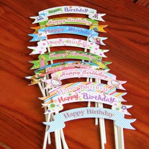 New Birthday Cake Inserted Card Flag Creative Children Baby Baking DIY Card Cake Decoration 20 sets