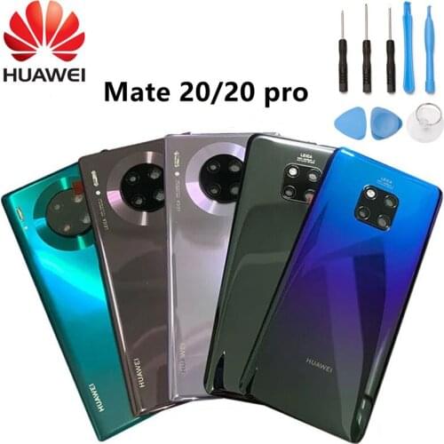 Original HUAWEI Mate 20 Glass Battery Back Cover + Camera Lens Frame Rear Door Housing Case Free Tools For Mate 20/20 pro