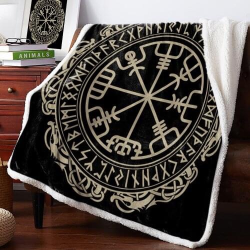 BIGHOUSES Throw Blanket Black Tattoo Decoration Design Compass Medieval Fleece Blankets Personalized Blankets Bedclothes