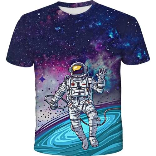 Casual Summer T-shirt 2021 3D Astronaut Print Mens T-shirt Breathable Streetwear Easy to Dry Mens T-shirt Oversize XXS-6XL