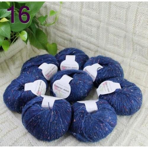 Sale 8ballsX50gr Luxury Fluffy Soft NEW MOHAIR Shawls Hand Knit Crochet Yarn Blue 825-16-8