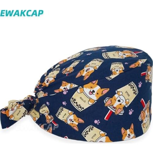 New Adjustable Anime Operating Room Cap Lab Pet Shop Pharmacy Beauty Salon Nursing Hat Nurse Health Care Scrub Caps Wholesale