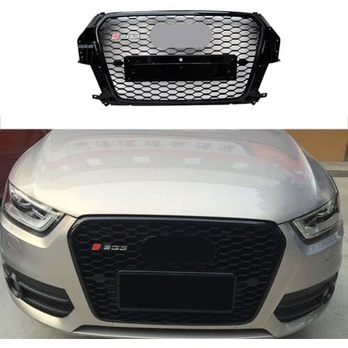Auto Grille For Q3 Grill For Q3 SQ3 2013 2014 2015 ABS Racing Grills Modified Front Bumper Mesh Cover Bumper Grill