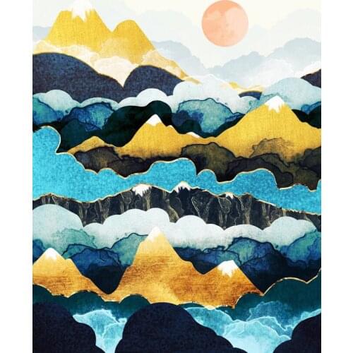 Modern Abstract Gold Green White Cloud Canvas Art Painting For Living Room Bedroom Pictures And Prints Wall Poster Home Decor