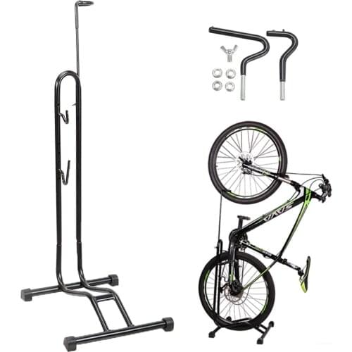 Mountain Bike Bicycle Rack Parking Holder L-type Coated Steel Display Road Bike Repair Floor Stand Rack Holder Black Adjustable