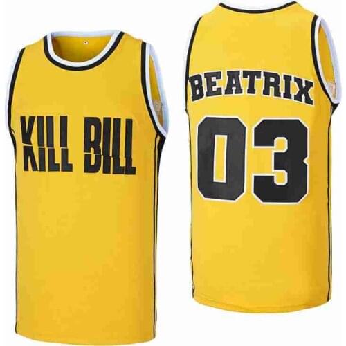 BG basketball jersey KILL BILL 03 BEATRIX Jerseys Embroidery sewing Outdoor sportswear Hip-hop movie summer yellow jerseys 2021