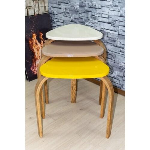 Zigon Tripod Triangle Cream Capi Yellow Papel 3 pcs coffee table