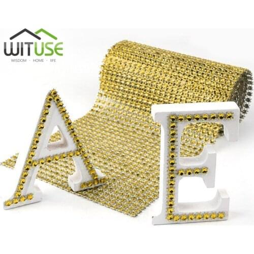 WITUSE Hot Sale! 1PC 1 Yard 8 24 Rows Gold Silver Rhinestones Diamond Mesh Roll NewYear Christmas Wedding Halloween Home Decor