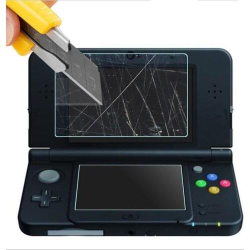 Top Tempered Glass LCD Screen Protector+Bottom PET Clear Full Cover Protective Film Guard for Nintendo Small New 3DS Console