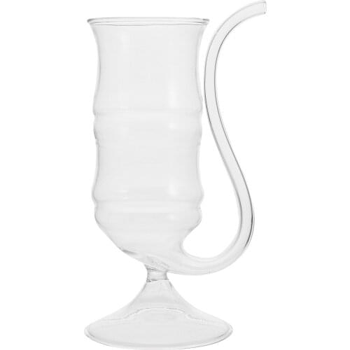 1Pc 300ml Transparent Glass Wine Cup Creative Beverage Cup Wine Glass With Straw Red Wine Juice Glass Curved Mouth Vampire Glass