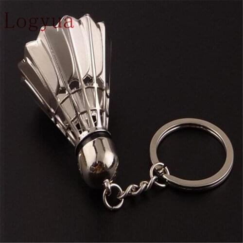 200pcs/lot Car 11cm Zinc Alloy Metal Badminton Style Keychain Keyring Key Chain Holder Ring For Men Women