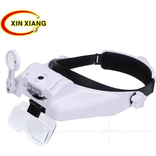 31 Multiple Headband Magnifier 3 LED Illuminated Magnifier Lamp Reading Magnifying Glass Watch Repair Jewelry Loupe Elderly Lupe