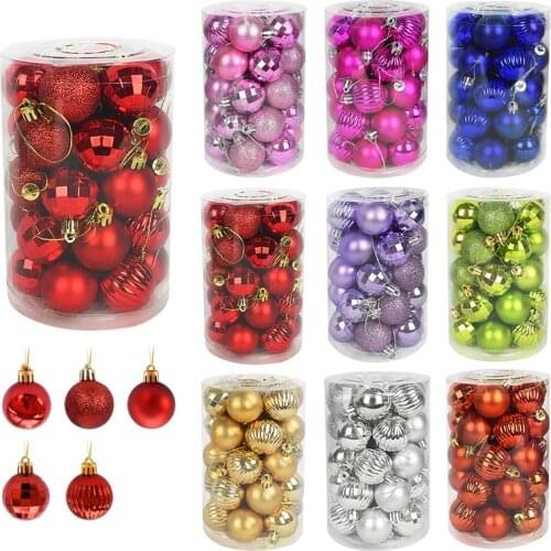 34pcs 4cm Christmas Hanging Glitter Ball Xmas Tree Pendant Ornament New Year Christmas Home Decoration Navidad