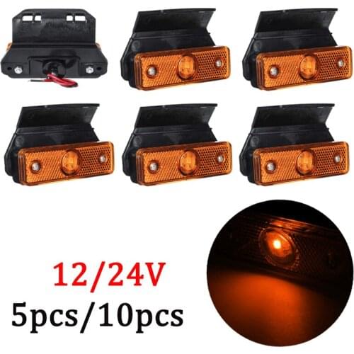 5X/10X 12/24V LED Amber Car Truck Side Marker Light Turn Signal Light Tail Indicator Lamp For Trailer Bus Lorry Boat Caravan