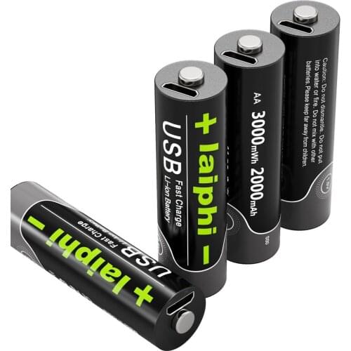 6PCS Rechargeable lithium polymer battery AA 1.5V 2775 mWh battery USB fast charging