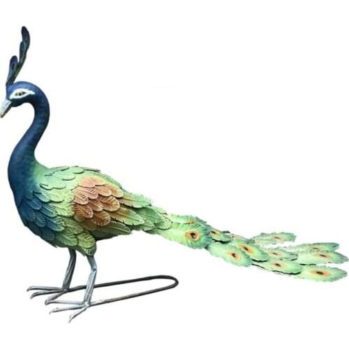 82CM EUROPEAN COUNTRY PEACOCK STATUE IRON CRAFTS PEACOCK COOPEN ANIMAL ARTS SCULPTURE OUTDOOR GARDEN COURTYARD DECORATION R2963